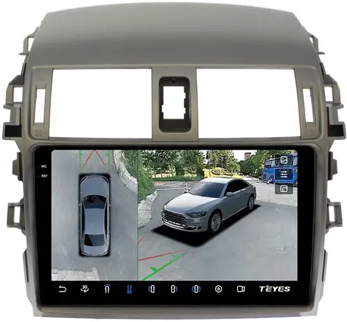 Магнитола для Toyota Corolla 150 2006-2013 (рамка тип 2) - Teyes CC3-2K-360 монитор 9.5" 2K QLED на Android 10, Быстрая, CarPlay, 4G SIM-слот, 4 камеры в комплекте