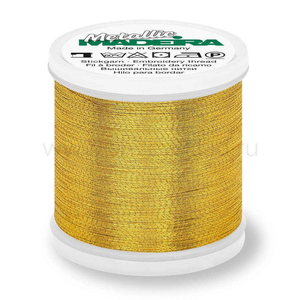 Нитки вышивальные металлизированные Madeira Metallic №40, 1000 м, цв. Gold 8, 9846, 5 катушек