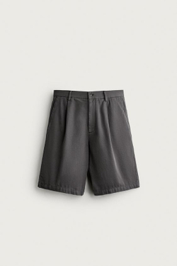 ZARA ШОРТЫ RELAXED FIT С ЭФФЕКТОМ ПОТЕРТОСТИ, СЕРЫЙ