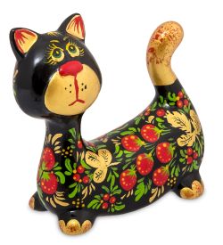ГЛ- 976 Фигурка «Кот-Пряник» хохлома (Гжельский фарфор)