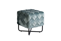 Пуф из плетеного велюра 44x43x43см Garda Decor мятный на металлическиx опораx