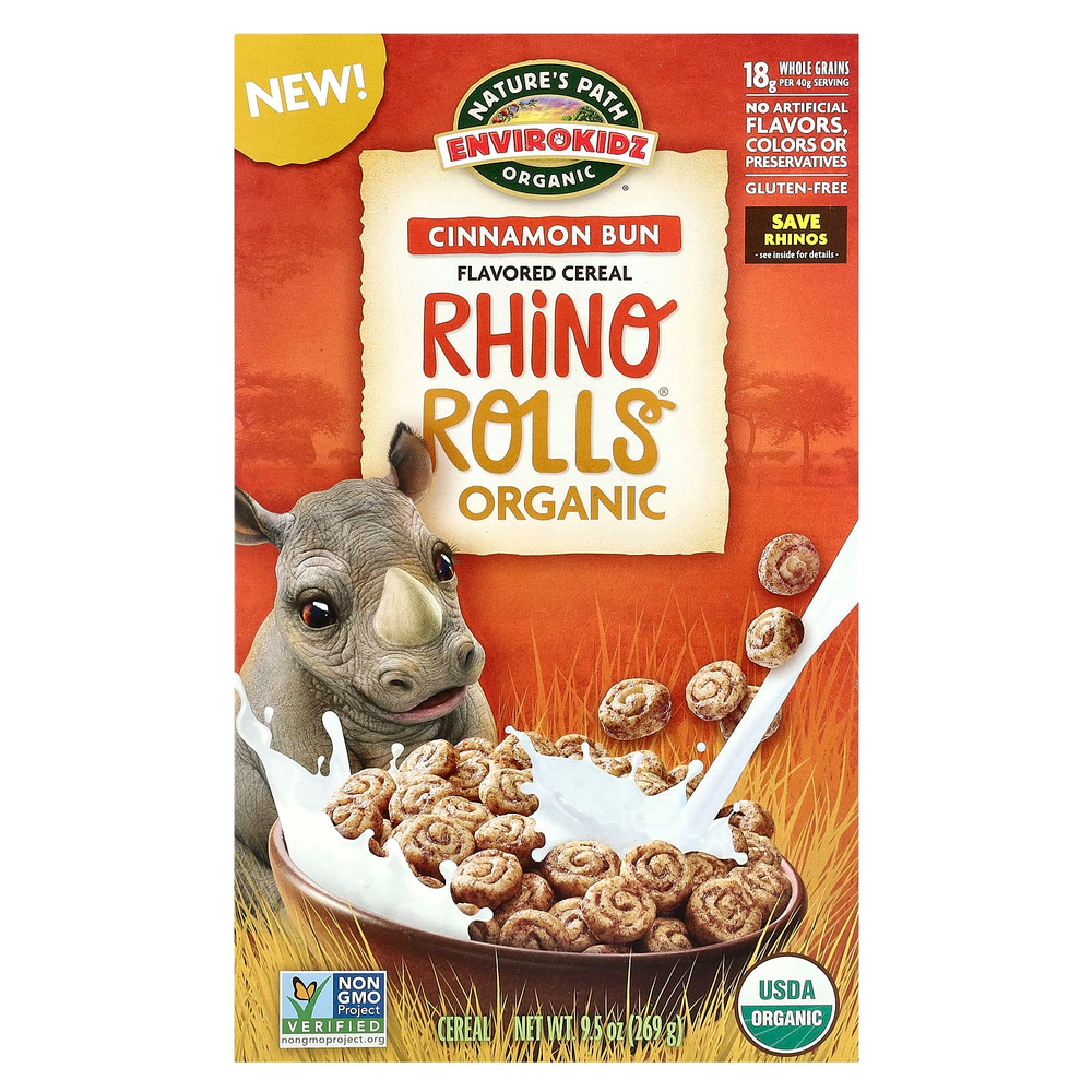 Nature's Path, EnviroKidz, органические хлопья Rhino Rolls®, булочка с корицей, 269 г (9,5 унции)