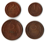 Набор из 4-х медныйх монет 1,2,3.5 копеек 1924 (VF) (1)