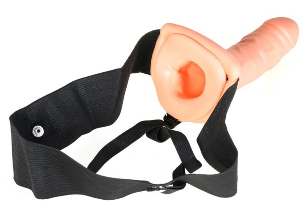 Фаллопротез на эластичном креплении HOLLOW STRAP-ON 6'' (Цвет: телесный с черным)