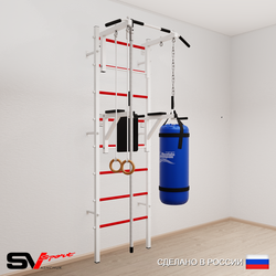 Шведская стенка Sv Sport усиленная 6741 (Турник стандарт/Брусья/Канат/Кольца/Цепь/Мешок 15кг)