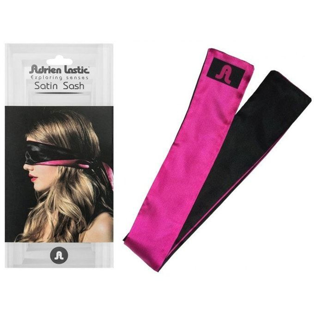 Черно-розовая атласная повязка на глаза Satin Sash (Цвет: черный с розовым)