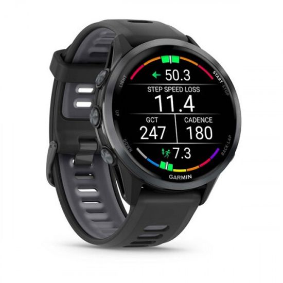Garmin Forerunner 970 черные, темно-серый DLC титановый безель, с черно-серым ремешком