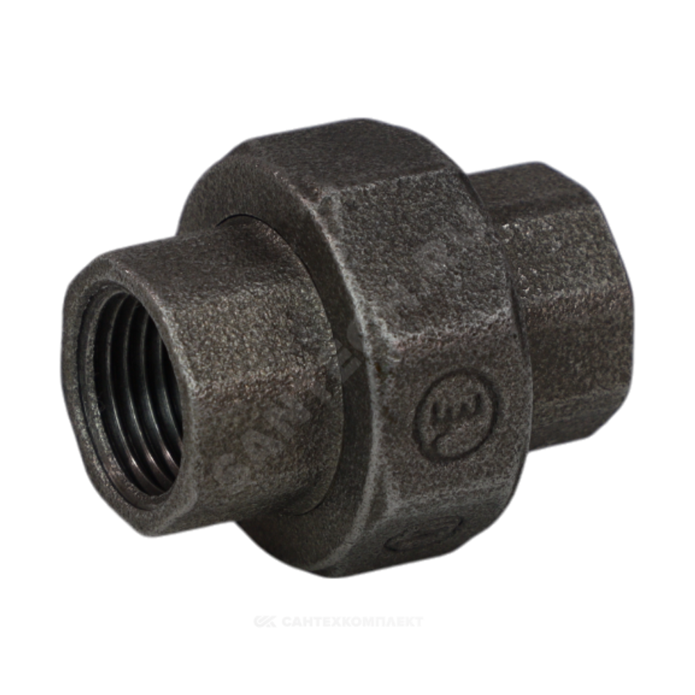 Соединитель прямой американка чугун Ду 15 (1/2") ВР/ВР конусный Fittex PLUS