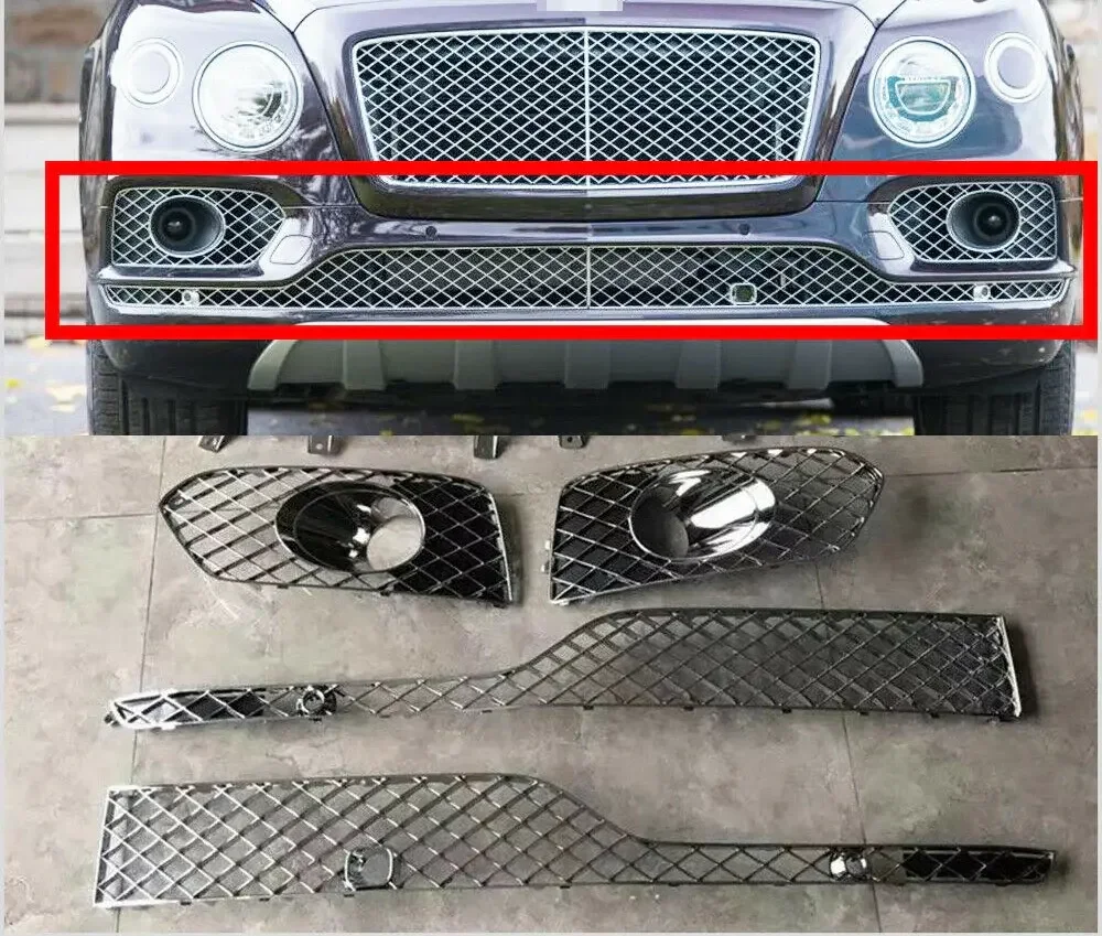 Хромированные боковые и нижние сетки для Bentley Bentayga 2015-2020 Бентли Бентайга