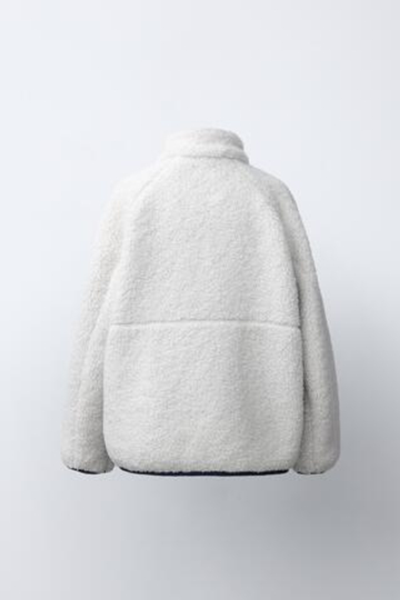 ZARA КУРТКА ИЗ ИСКУССТВЕННОЙ ОВЧИНЫ, ЭКРЮ