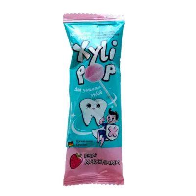 Леденец без сахара на ксилите miradent Xylipop, клубника , 1 шт.