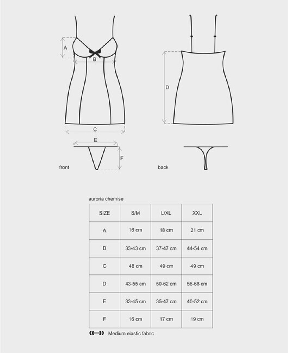 Синяя сорочка с кружевом на косточках Auroria Chemise SM (42-44) (Цвет: синий, голубой)