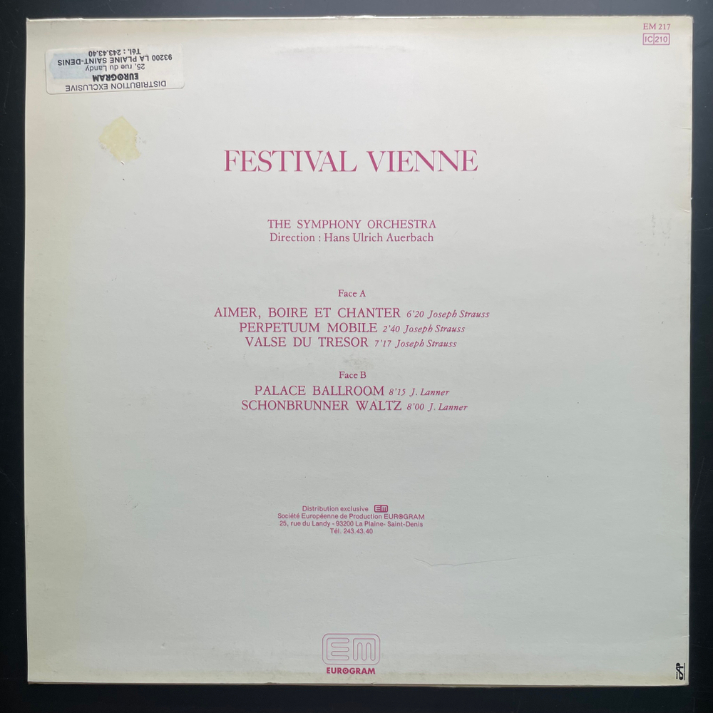 Festival Vienne - Johann Strauss, Hans Ulrich Auerbach ‎(Франция)