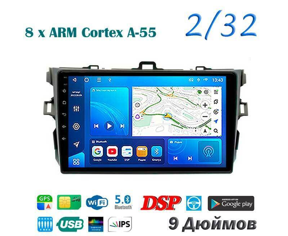 Topway TS18 2+32GB 8 ядер для Toyota Corolla 2006-2013