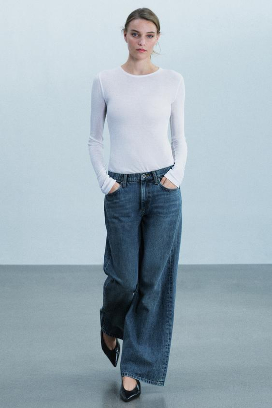 ZARA ДЖИНСЫ WIDE-LEG С НИЗКОЙ ПОСАДКОЙ — ZW COLLECTION, КОРОЛЕВСКИЙ СИНИЙ