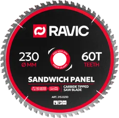 Диск пильный TCT по стали и сэндвич-панелям Ravic, 230х25,4 мм, Z=60, арт. 213.0230