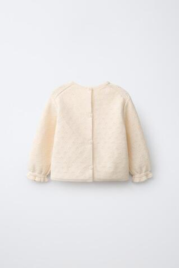 ZARA СВИТЕР С АЖУРНЫМ УЗОРОМ И УЗЕЛКАМИ, ЭКРЮ