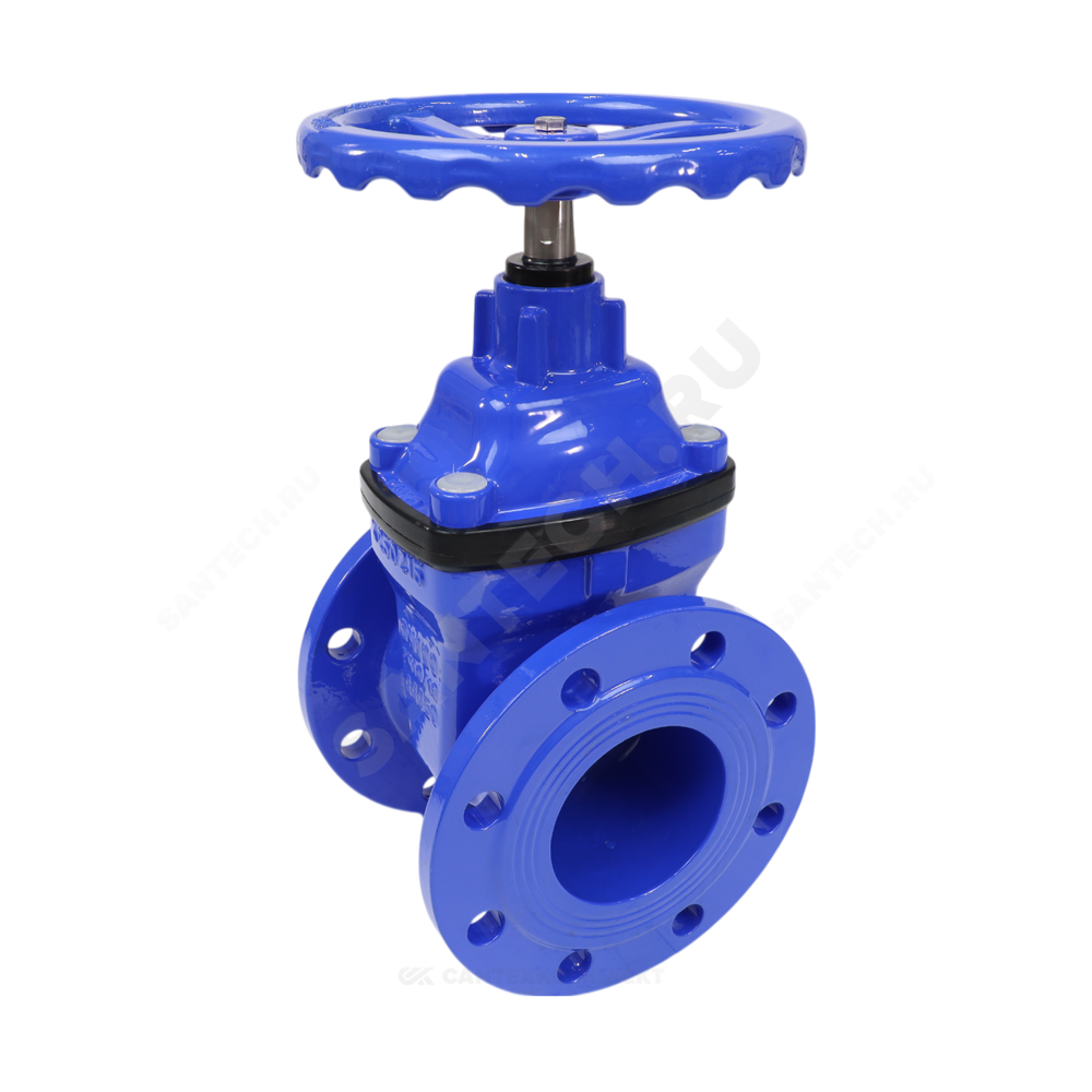 Задвижка чугун 30ч39р 1010W аналог МЗВ обрезиненный клин EPDM с гайкой и направляющими клина Ду 250 Ру10/16 фл Benarmo