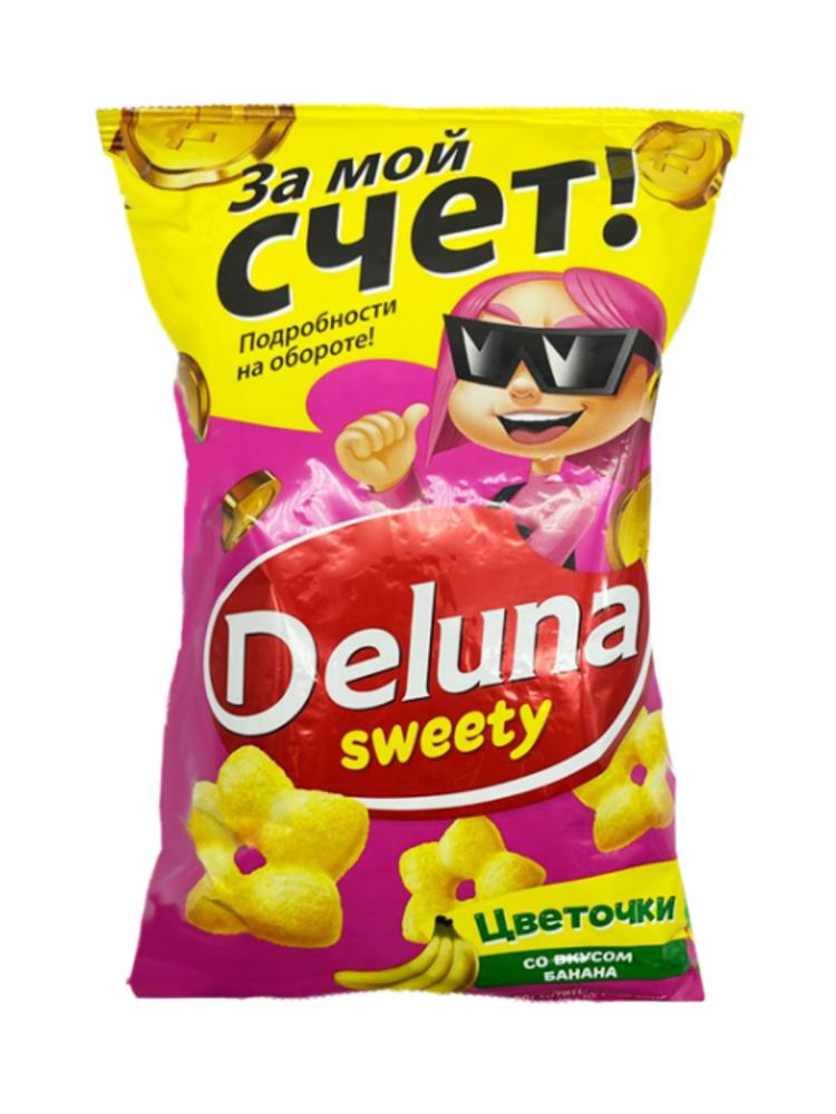 Кукурузные снеки Deluna Цветочки со вкусом банана 85 г x 4 шт