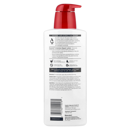 Eucerin, интенсивный восстанавливающий лосьон, без отдушки, 500 мл (16,9 жидк. унции)