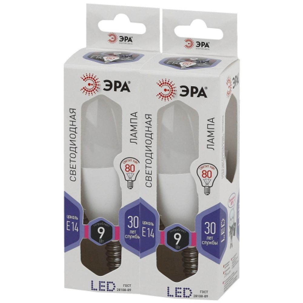 Лампа светодиодная ЭРА STD LED B35-9W-860-E14 9Вт свеча холодный дневной свет Е14 | Лампы cветодиодные Свеча (B/C)