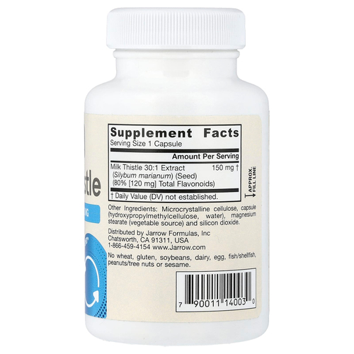 Jarrow Formulas, расторопша, 150 мг, 100 растительных капсул