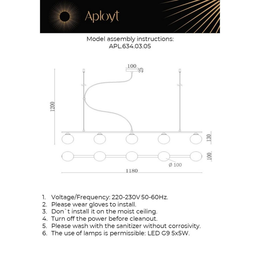Подвесной светильник Aployt Sylwia APL.634.03.05
