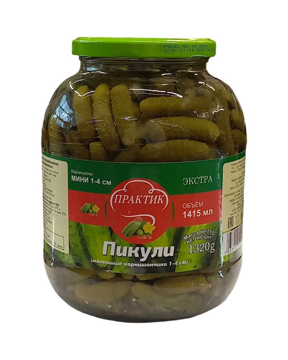 ОГУРЦЫ "Практик" мал.Пикули(1-4см)"Экстра 1415мл