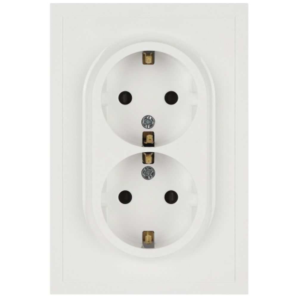 Розетка ЭРА Galaxy 15-2104-01 с заземлением двойная 2X2P+E Schuko 16А-250В IP20 белый | Эра Galaxy