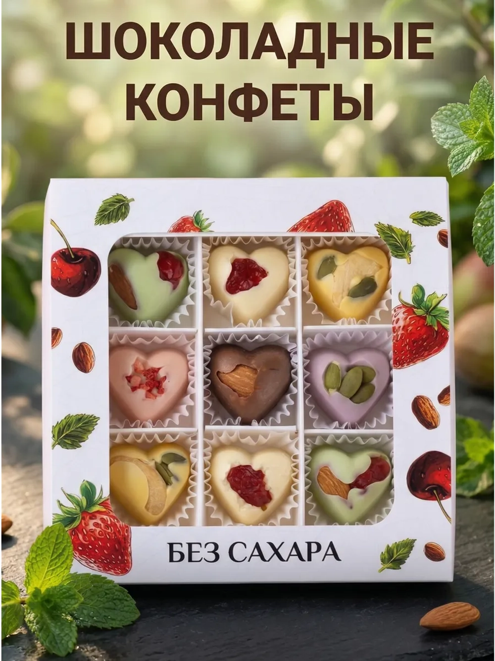 Конфеты без сахара шоколадные сердечки
