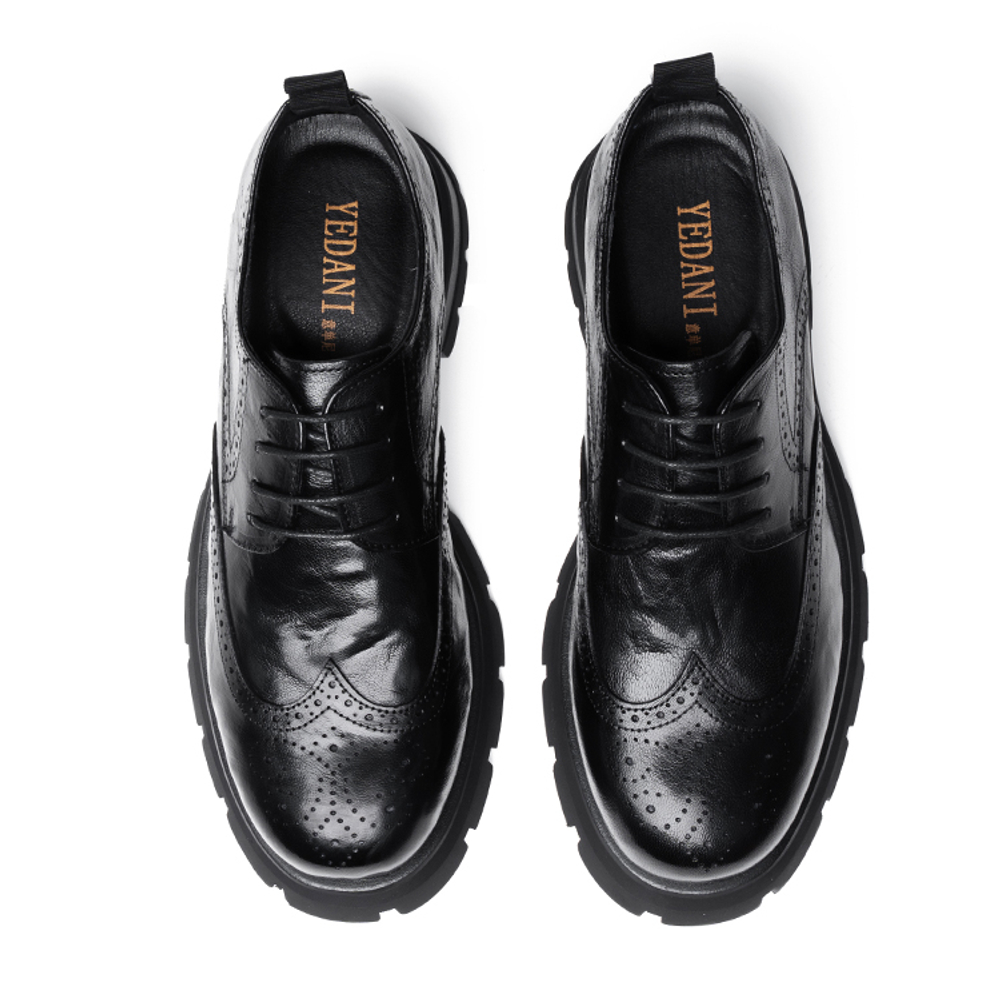 YEDANI Casual Leather Shoes Men"s Low top Black