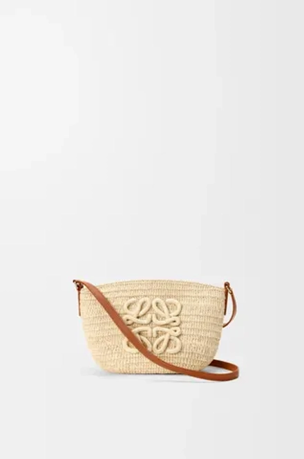 Loewe Сумка Eclipse из рафии и телячьей кожи, натуральный/коричневый