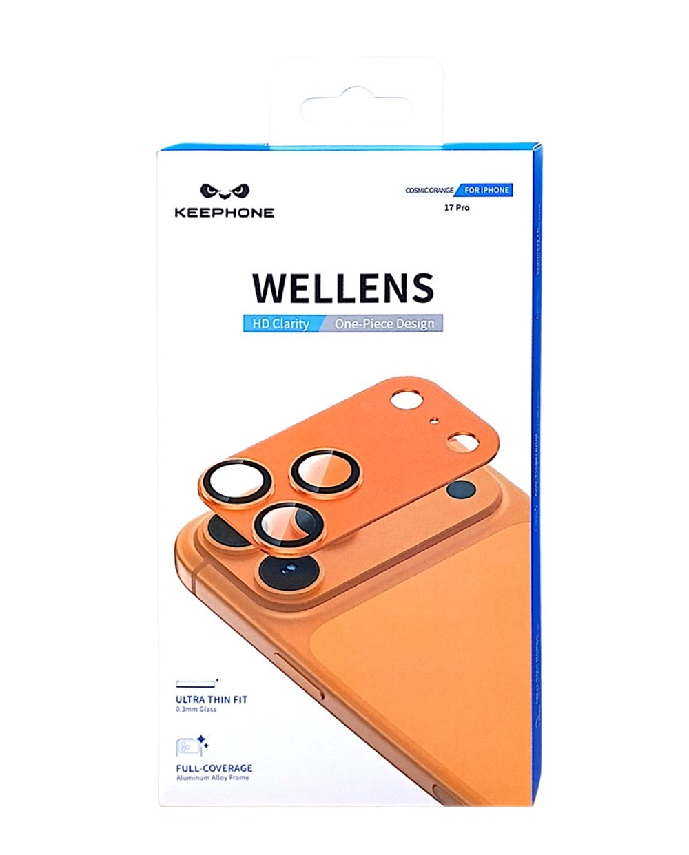 Защитное стекло i-Phone 17 Pro на линзы камеры Keephone WELLENS оранжевое