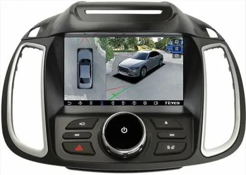 Магнитола для Ford Kuga 2 2012-2019 (без SYNC, рамка с кнопками тип 1) - Teyes CC3-2K-360 монитор 9.5" 2K QLED на Android 10, Быстрая, CarPlay, 4G SIM-слот, 4 камеры в комплекте