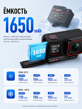 Аккумулятор для Insta360 Ace Pro 2 и Pro 1650 mAh, низкотемпературная батарея для экшн-камеры