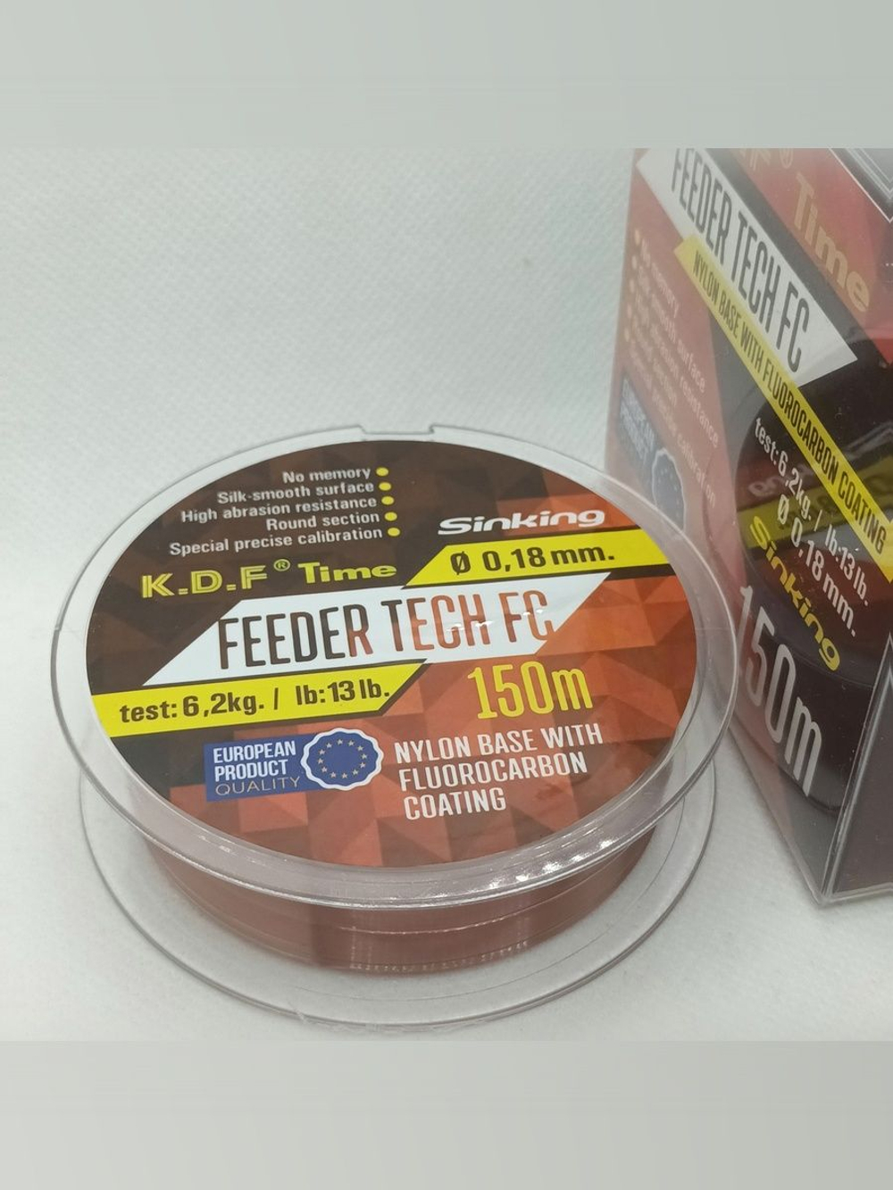 Леска с покрытием флюорокарбона KDF Feeder Tech FC 0,18 мм 150 м