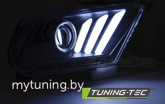 Передние фары tube light black для Ford Mustang V