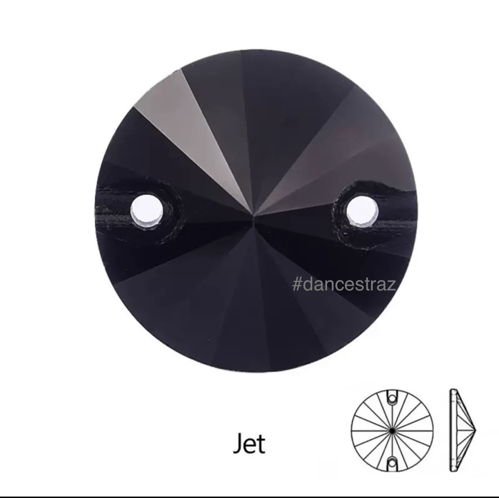 Стразы пришивные, Rivoli, Black Jet, 280, 16mm, (72 ea/pkg), 5A+, (F2)