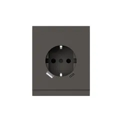 Розетка с заземлением и защитными шторками + USB A+C KRANZ Sete Графит KR-79-0704-3