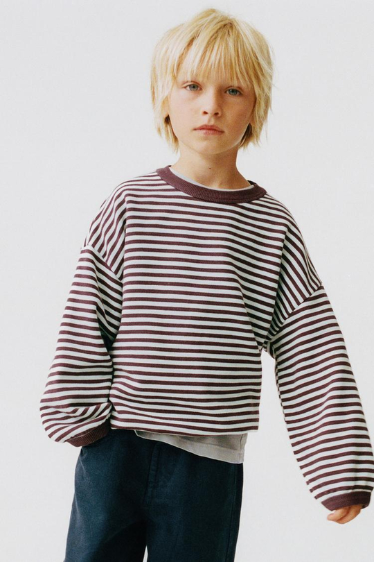ZARA ТОЛСТОВКА В ПОЛОСКУ, ГОЛУБОЙ
