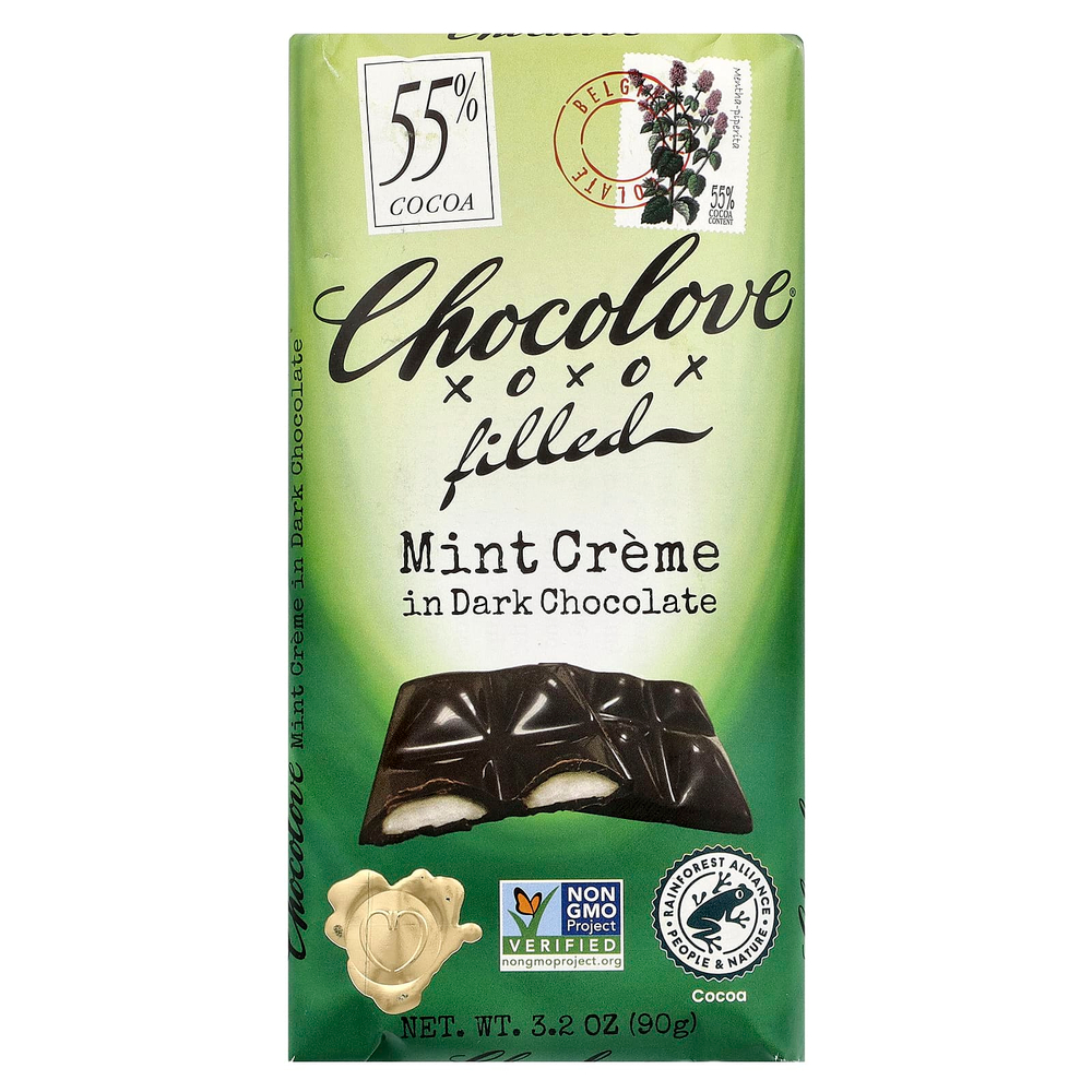 Chocolove, темный шоколад с кремовой мятной начинкой, 55% какао, 90 г (3,2 унции)