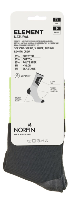 Носки Norfin T1P ELEMENT NATURAL CREW р.(42-44) L