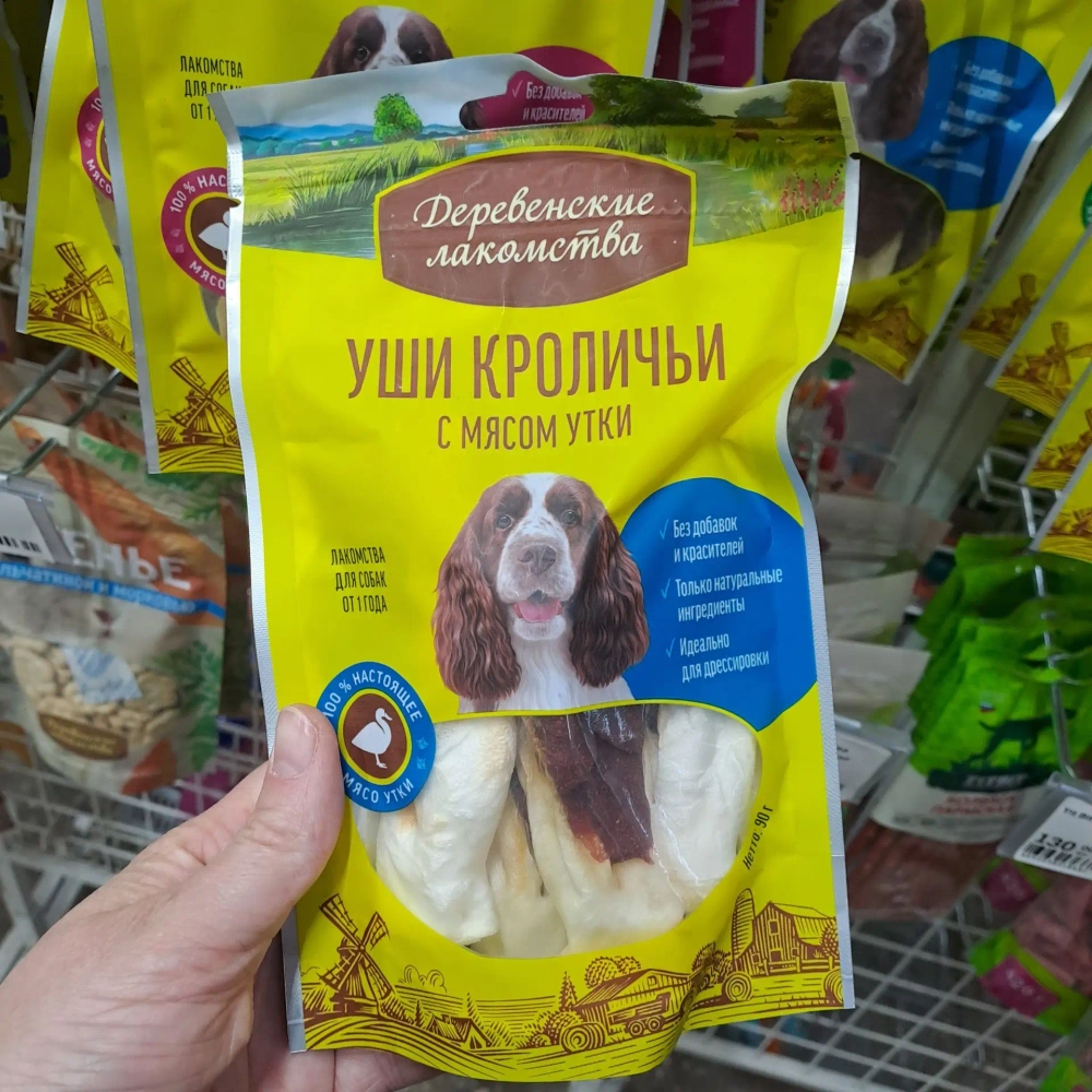 Деревенские лакомства Уши кроличьи С мясом утки 90 г