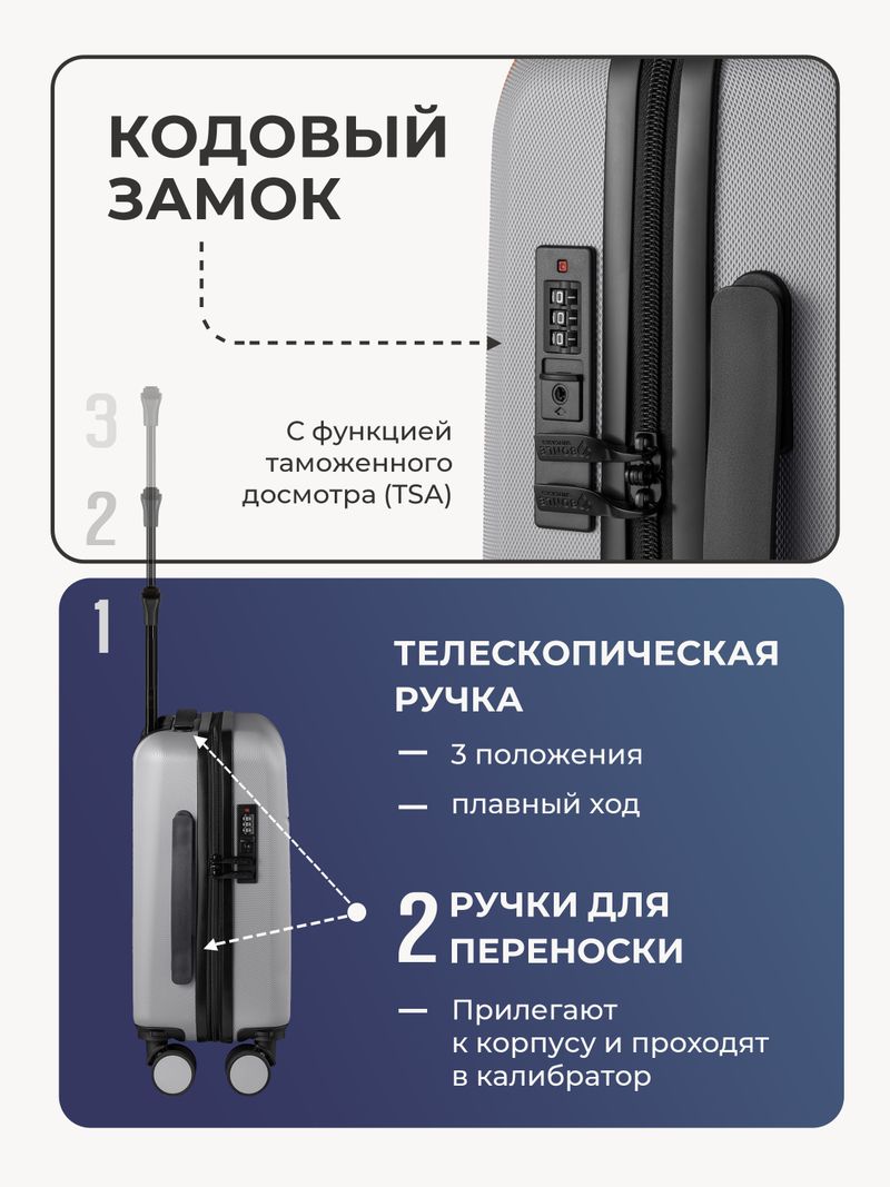 Набор Xs/S ручная кладь Серебристый