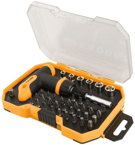Цена на TOLSEN (TT20036) Набор вставок (бит) 1/4", Ph, Pz, Hex, Torx, Slotted, 41 предмет