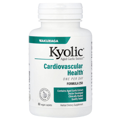 Kyolic, Aged Garlic Extract, экстракт чеснока для здоровья сердечно-сосудистой системы, приём 1 раз в день, формула 250, 60 веганских капсул (1000 мг в 1 капсуле)