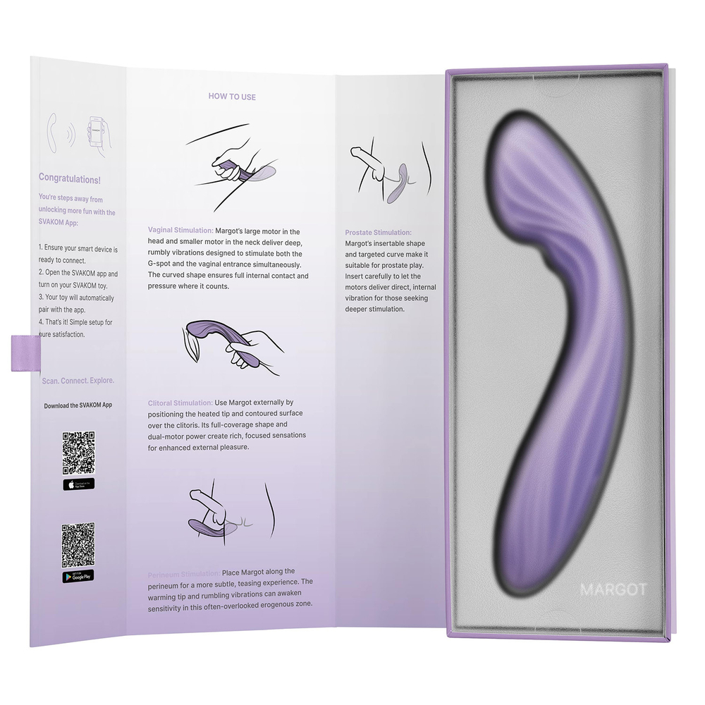 Интерактивный вибратор 21см для стимуляции точки G Svakom Margot App-Controlled Dual Motor G-Spot Vibrator SA614A