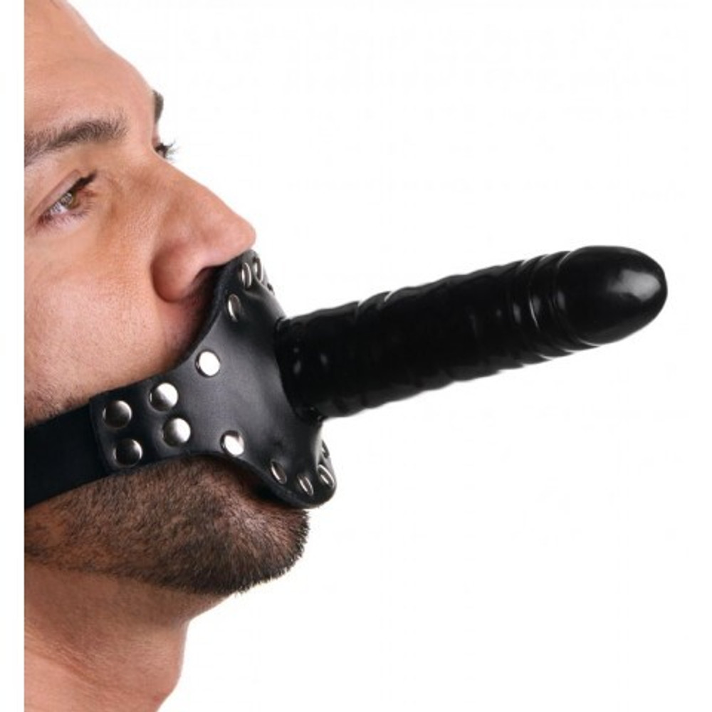 Кляп со страпоном Ride Me Mouth Strict Leather, черный, 12 см