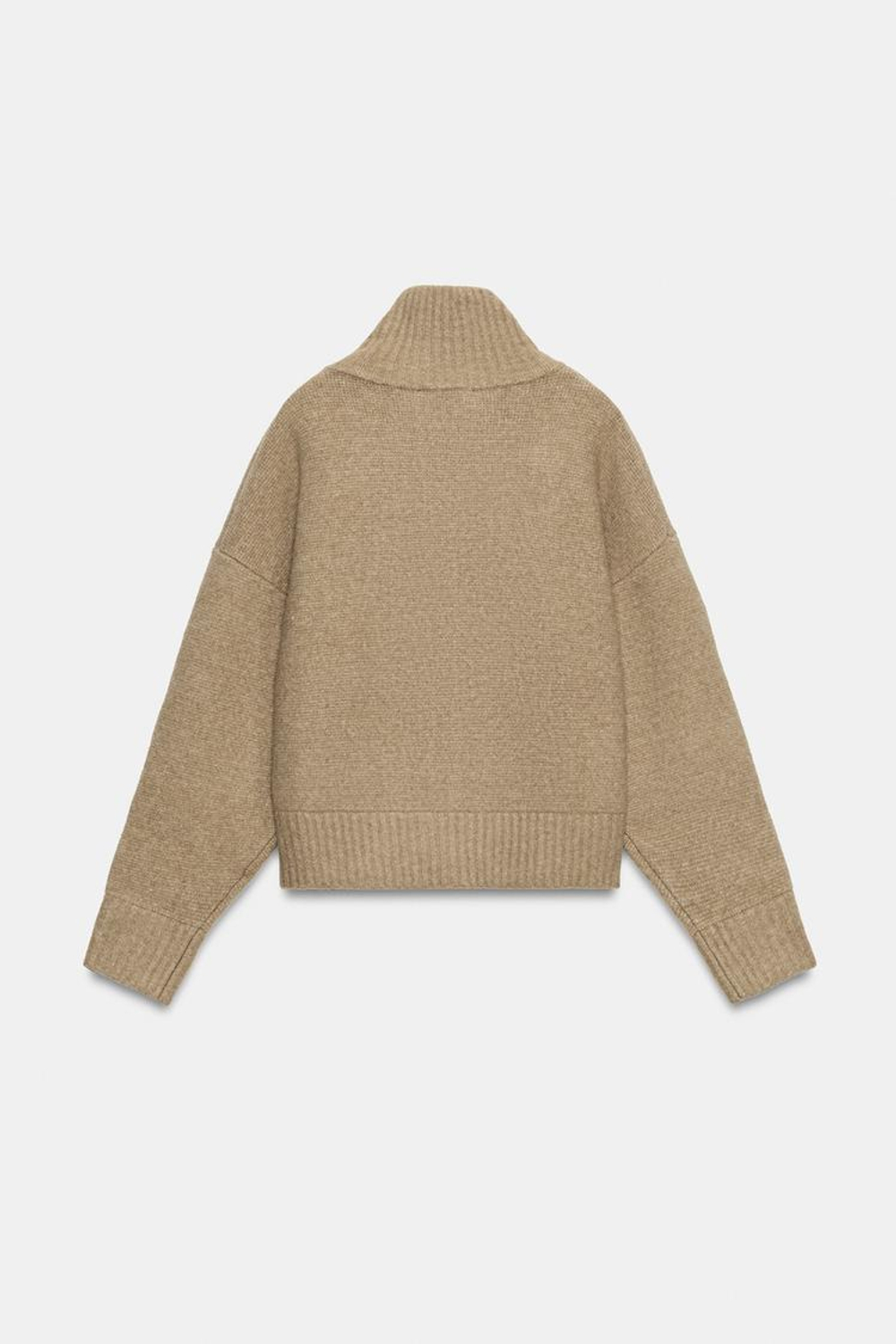 ZARA КАРДИГАН С ВОРОТНИКОМ-СТОЙКОЙ, РЫЖЕВАТО-КОРИЧНЕВЫЙ