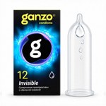 Презервативы GANZO Invisible, гладкие супертонкие с доп.смазкой, 12 шт